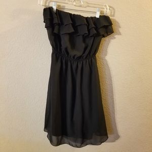 Maurice's Womens Strapless Lined Black Dress with Ruffle at the Top Size Small